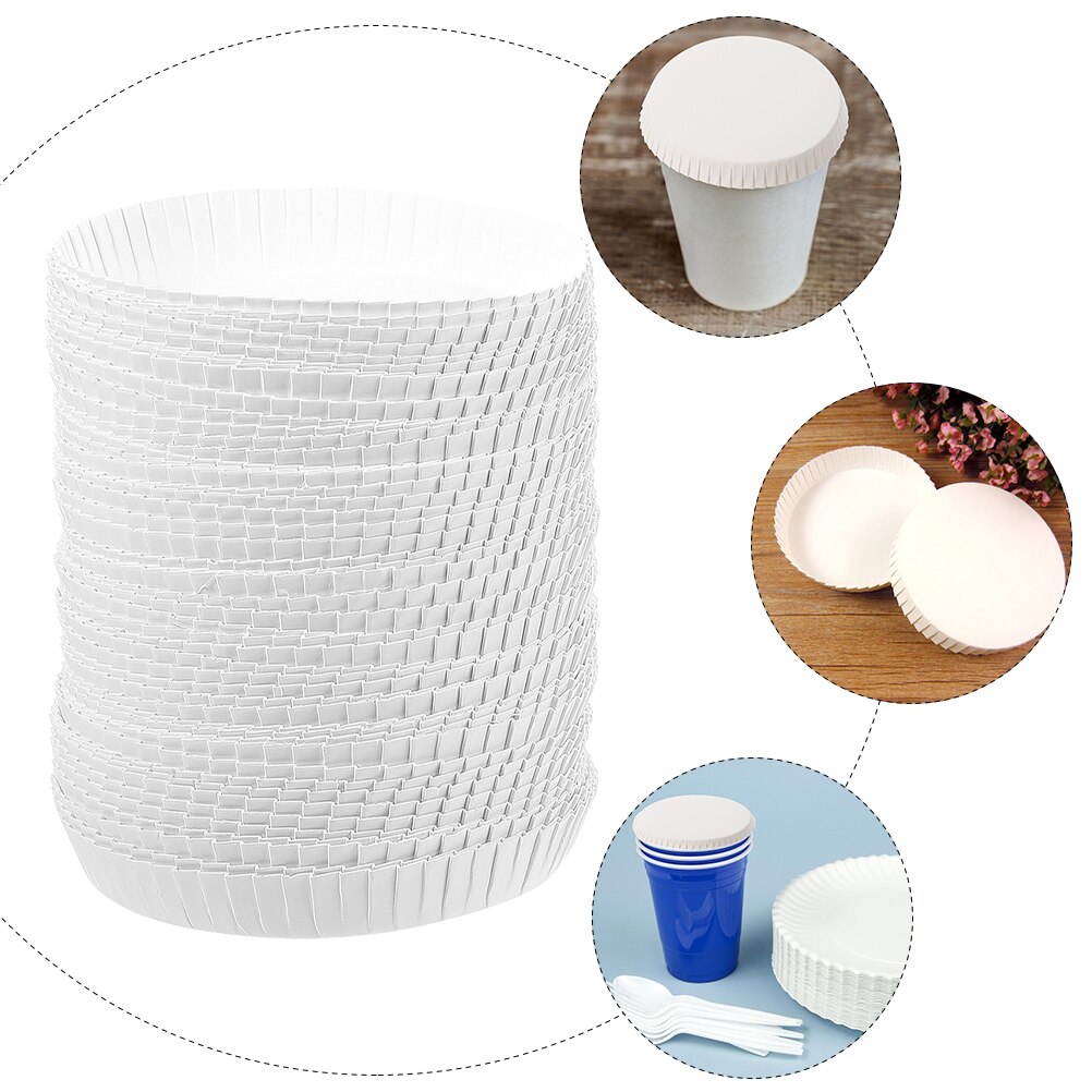 100Pcs Disposable Cup Covers Paper Portable Safe Drinking Lids Paper Mug Cover Paper Cup Lids