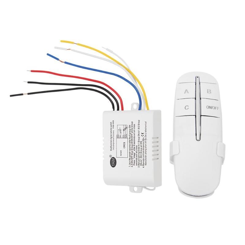 Draadloze Rf Afstandsbediening Schakelaar On/Off 220V Lamp Ontvanger Zender: three Way
