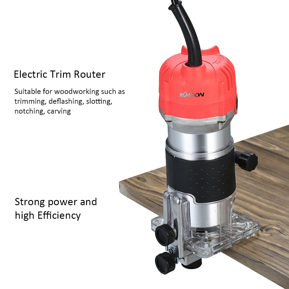 220V 800W Trim Router 30000r/min with Transparent Base Edge Guide Wood Laminate Electric Trimmer Compact Palm Router Corded