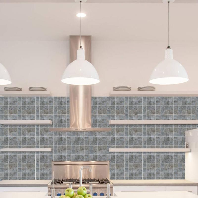 10pcs 10*10cm PVC Tiles Sticker Adhesive Black Waterproof Mosaic Kitchen Bathroom Adhesive Wall Sticker Home Decor