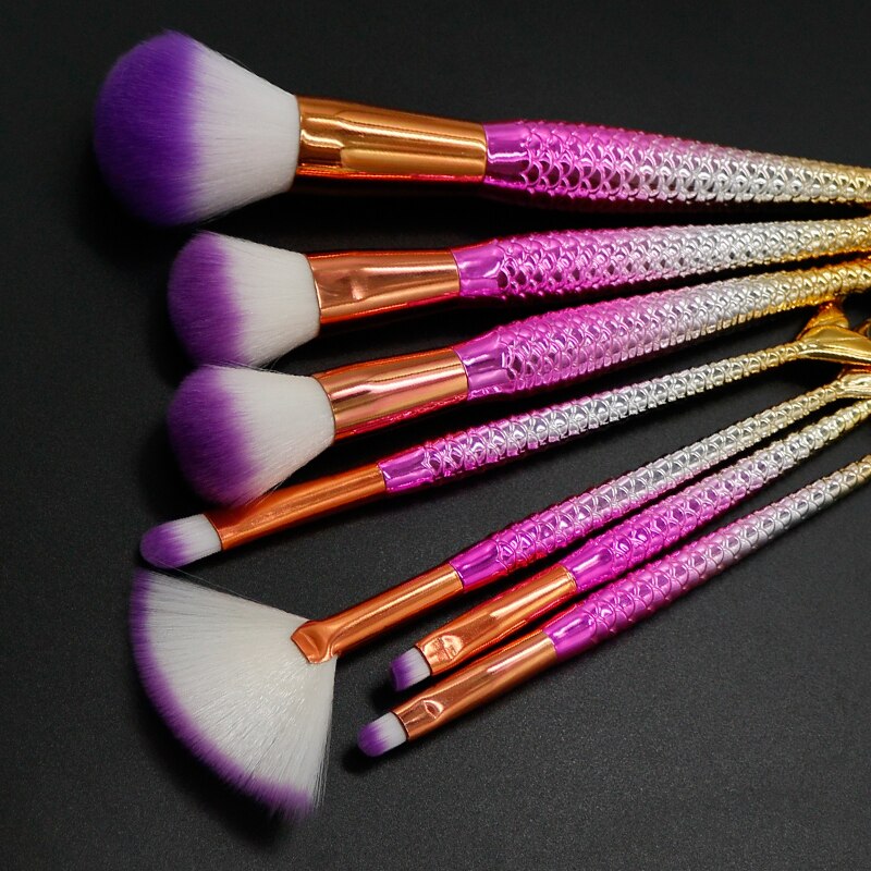 Faybeauty 7 stk makeup børster sæt øjenskygge/øjenbryn/foundation børste skønhed cosmetiquera værktøj base kosmetik kit