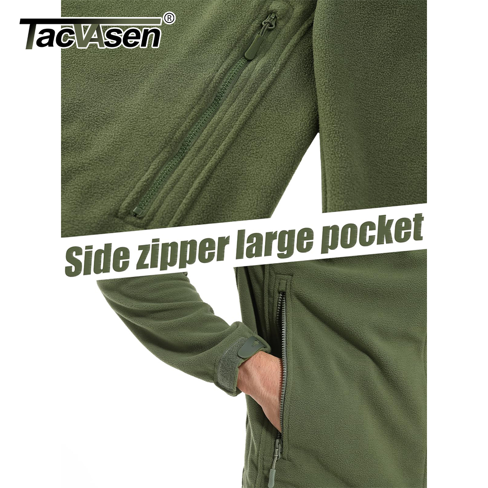 TACVASEN Herbst-Winter-Herren-Fleecejacke mit Kapuze, durchgehender Reißverschluss, weicher, wärmender, winddichter Mantel, draußen, Arbeiten, Wandern, Angeln, Oberbekleidung