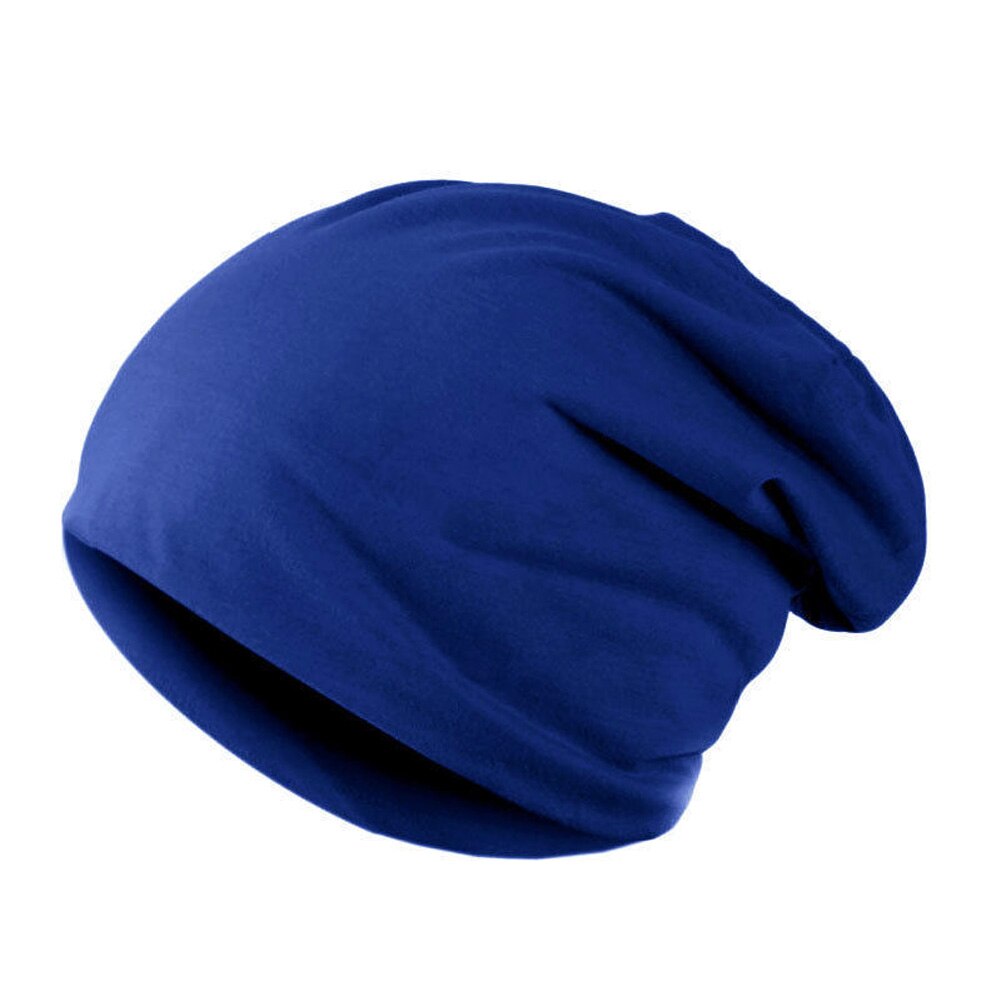 Solid Colors Unisex Knitted Hats Winter Warm Ski Crochet Hat Slouch Punk Women Men Cotton Skullies Blends Beanie Caps: Blue