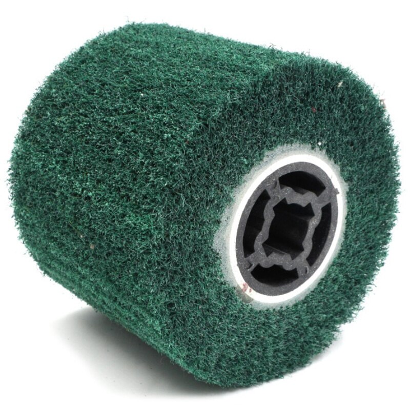 --120 x 100 x 19mm kuitukangas nailonläppäharja satiinipiirustus kiillotus jäysteenpoistorumpu ruostumattomalle teräkselle: Vihreä