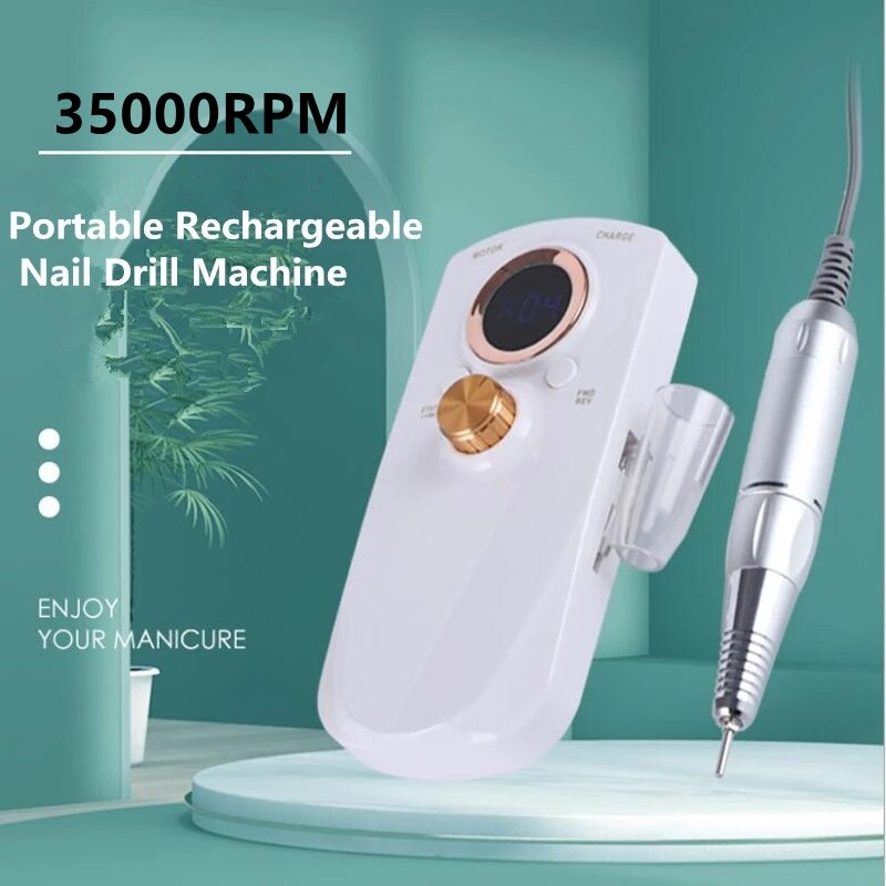 35000 rpm liquid crystal display manicure maskine bærbar genopladelig negleboremaskine elektrisk neglefil nail art værktøjssæt