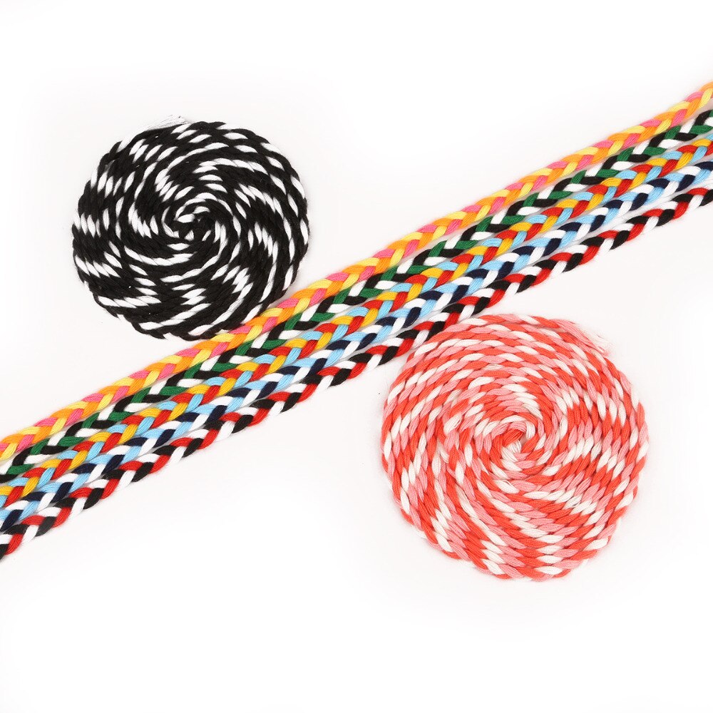 5 meter längd 7mm färgade polyestersnören flätat rep diy svart vit tjockt dekorativt rep garnlåda dekor hantverk