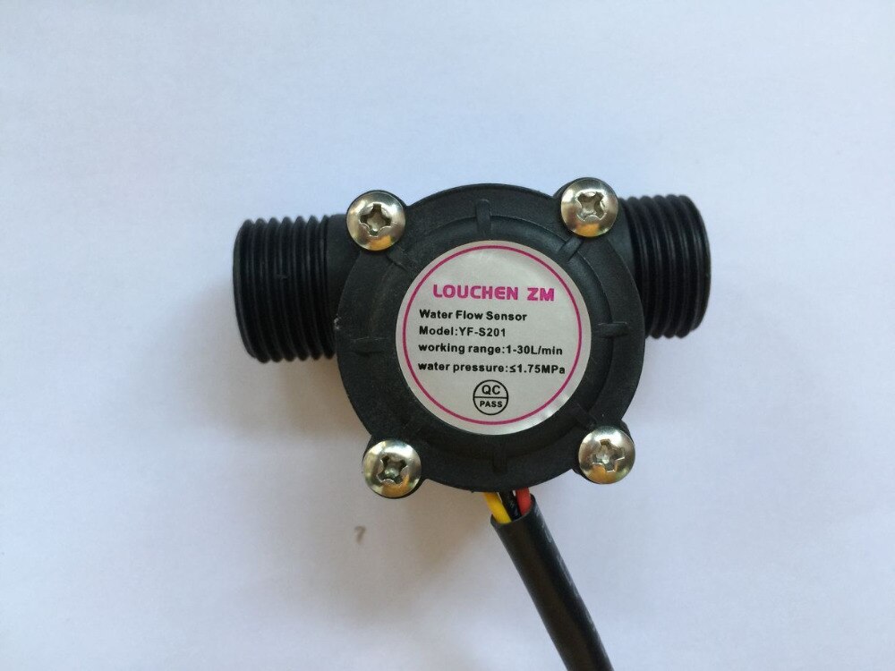 G1/2" plastic flow sensor +LCD display Digital meter temperature measuring flow senosr total Liter Gal