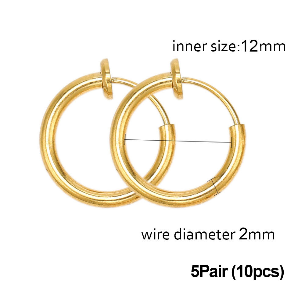 1-5 pares de aros de Clip de acero inoxidable sin agujeros para las orejas sin pendiente de perforación para pendiente de Clip sin perforación fabricación de joyas: Zinc negro plateado