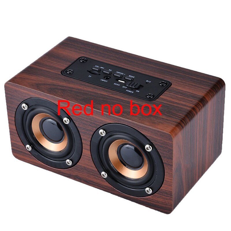 Altavoz inalámbrico de madera con Bluetooth, barra de sonido HiFi portátil con bajo de choque, Altavoz TF, caixa de som para iPhone Sumsung Xiaomi: Red no box