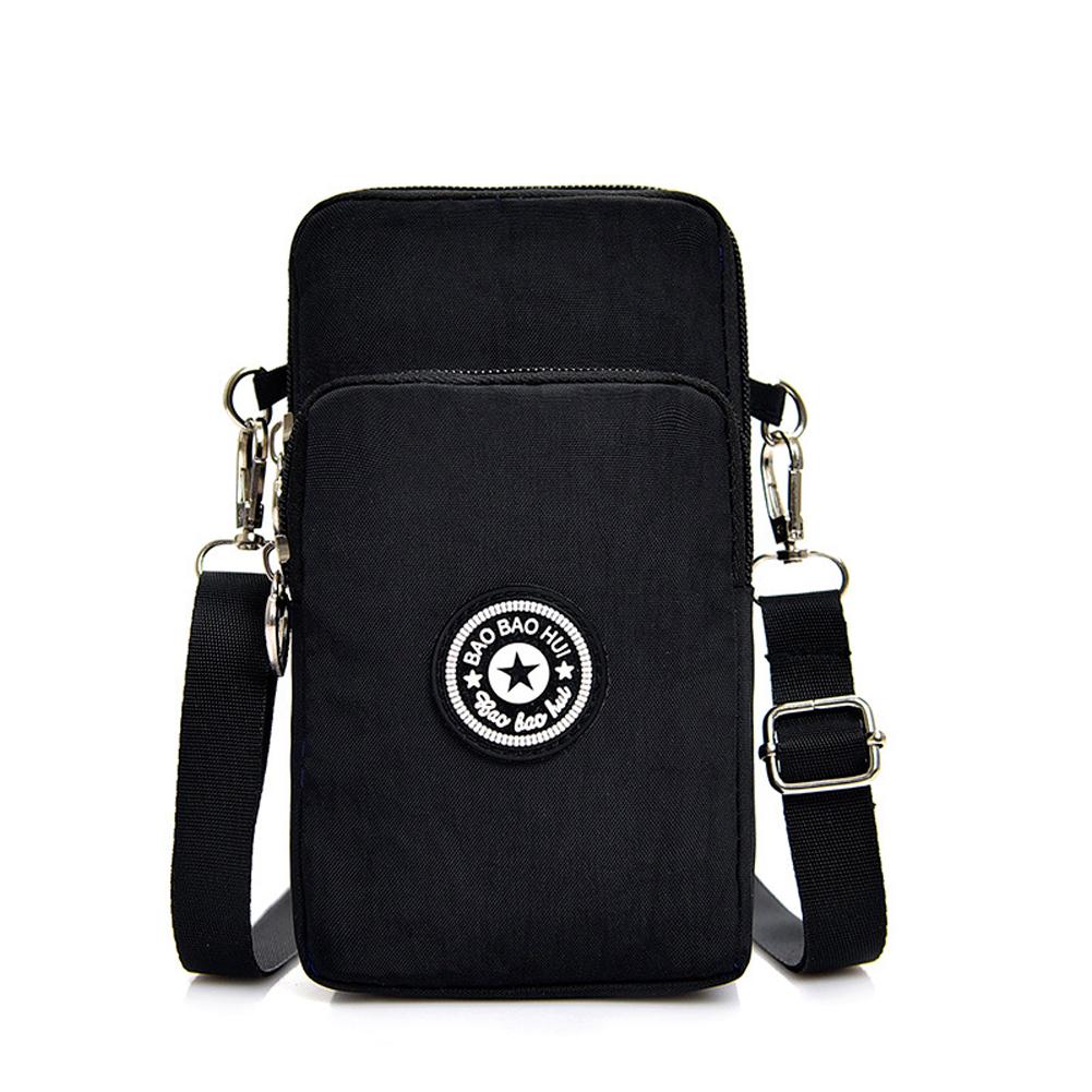 Platz Vertikale Telefon Tasche frauen Umhängetasche Multifunktionale Sport Arm Einzelnen Schulter Crossbody Hängenden Hals Geldbörse Mini Tasche: Black