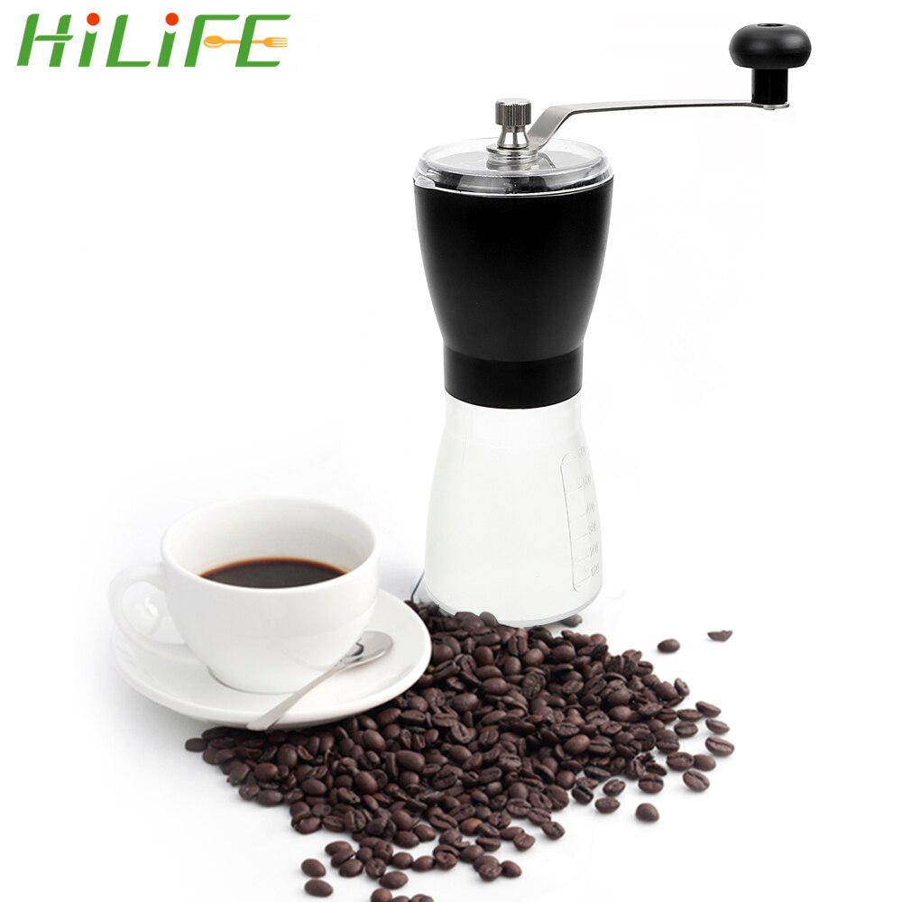 Hilife home kitchen tool handmatige koffiemolens koffiebonenmolen abs keramische kern stalen handkoffiemolen