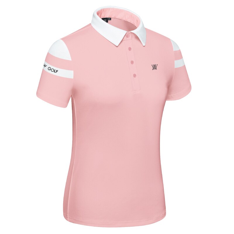 Polo de golf de manga corta para mujer, ropa deportiva transpirable de secado rápido, polo de , novedad de: Rosa / L