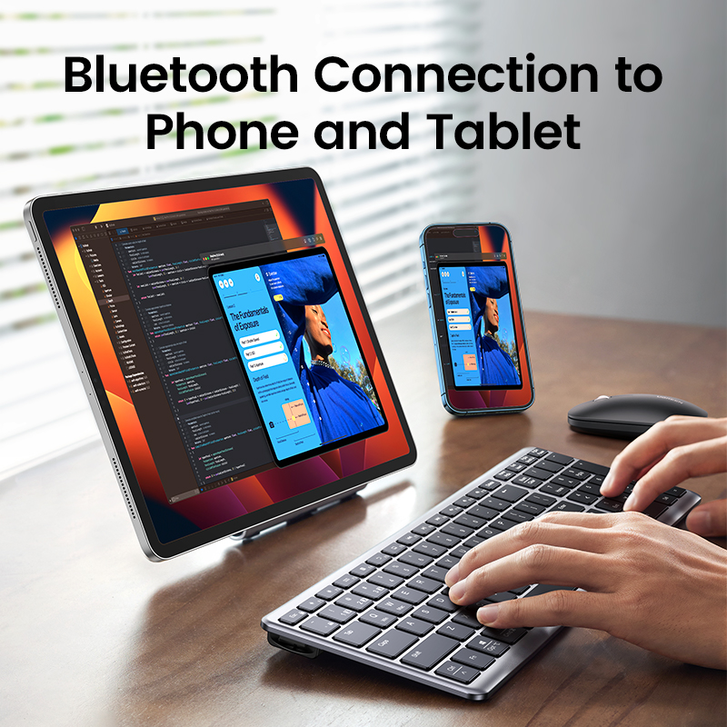 Ugreen Toetsenbord Draadloze Bluetooth 5.0 2.4G Russische/Koreaanse/En 99 Keycaps Voor Macbook Ipad Pc Tablet Usb C Oplaadbare Toetsenbord