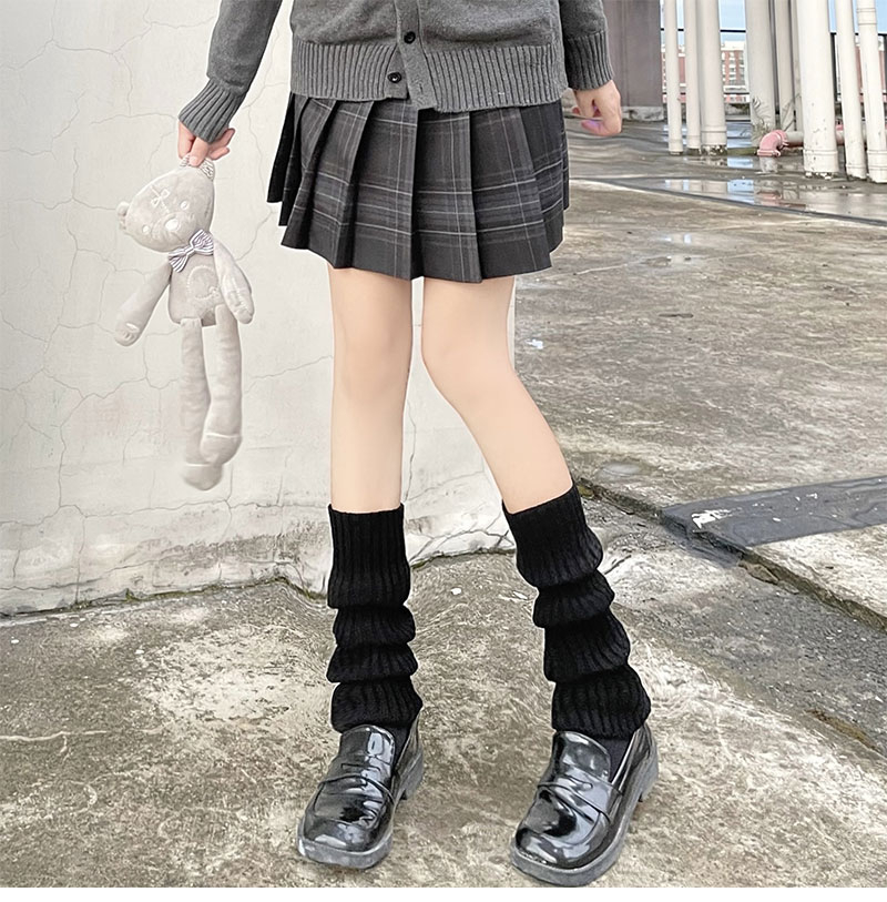 Gyaru-calentadores de piernas góticos Harajuku, calentadores de piernas sexys, calcetines tejidos a rayas, cubierta de pierna de Lolita para mujer, calcetines holgados, manguito de bota, mangas de bota: Oro