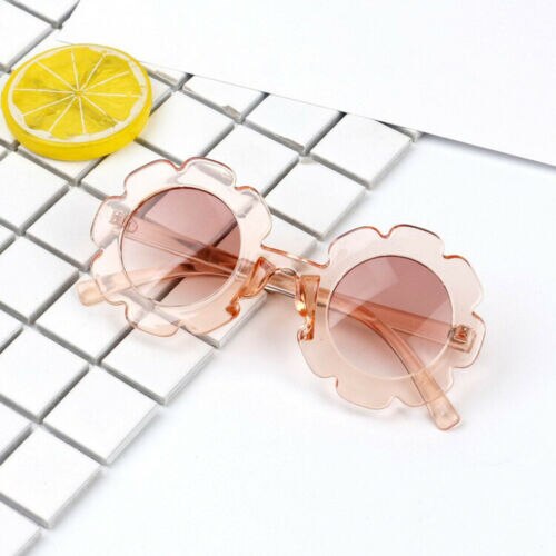 Cute Toddler Beach Flower Goggles Infant Baby Kids Unisex Child Plastic UV400 Frame Sunglasses Girl Boys Summer Outdoor Glasses: Transparent pink