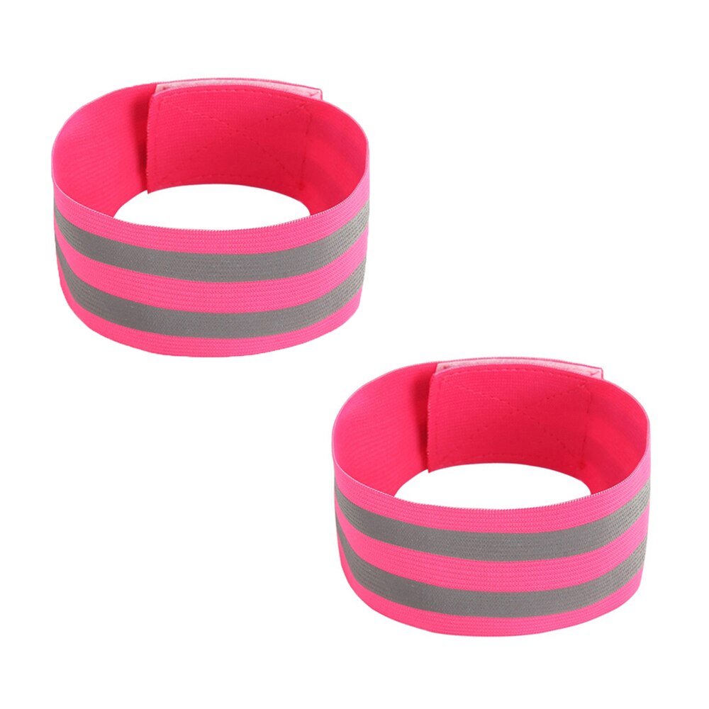 Bandas reflectantes, brazalete elástico, correas de pierna y tobillo, cintas de seguridad reflectantes, cintas de correa para correr de noche caminar ciclismo: Rose 2 Pcs