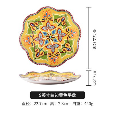 Vaisselle en porcelaine artisanat Western nourriture assiette de table, ménagère céramique assiette mignonne bleu et blanc, Dim Sum Breakfa: 2