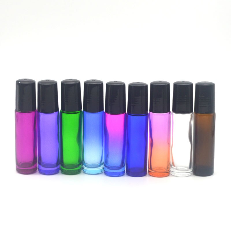 3 pièces dégradé coloré 10cc épais verre rouleau bouteille vide parfum huile essentielle Test bouteille 10ml Roll-On flacon