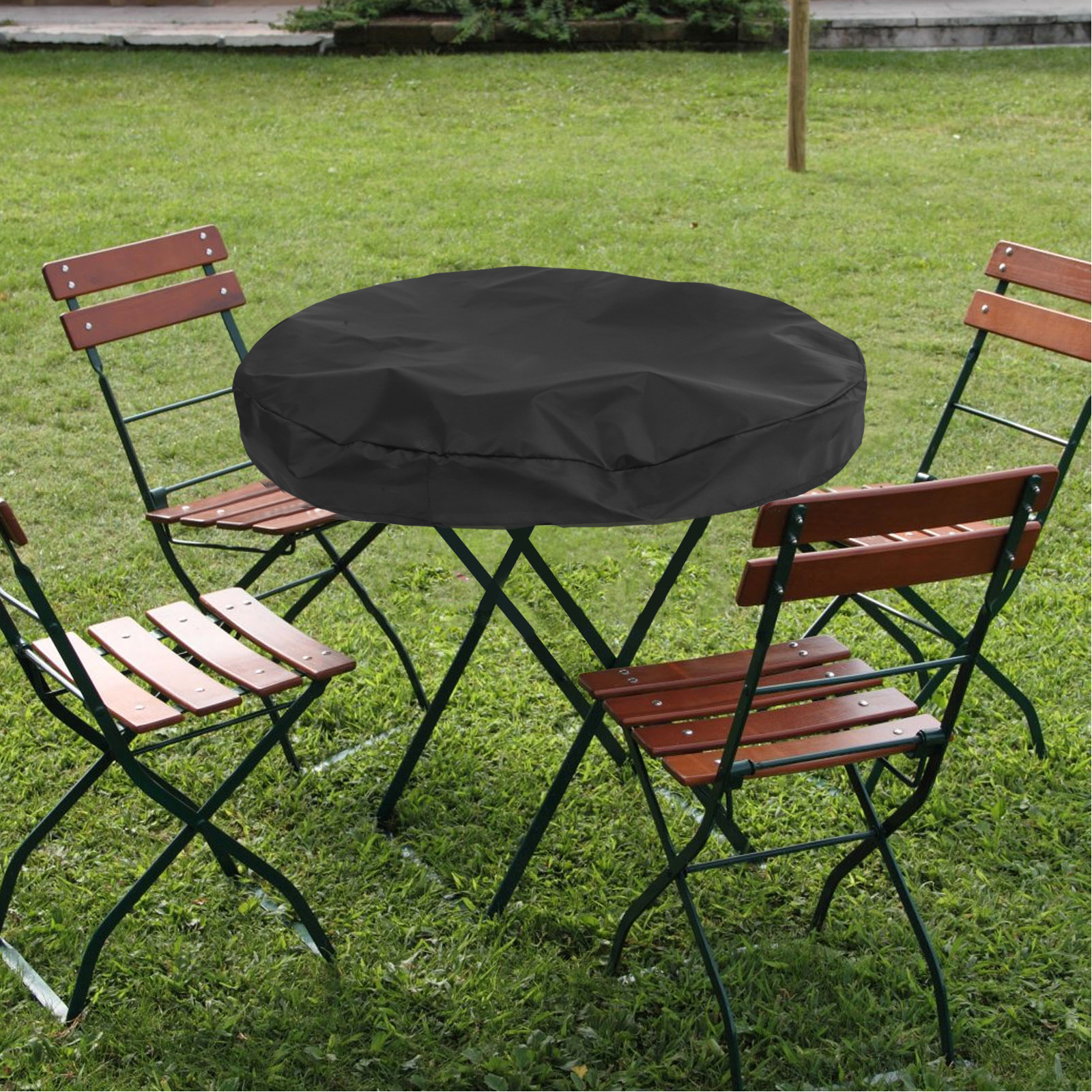 Eldstad 100cm runda svarta kraftiga utomhusgrillbordsskydd för utomhusgrill skyddande eldstadstillbehör