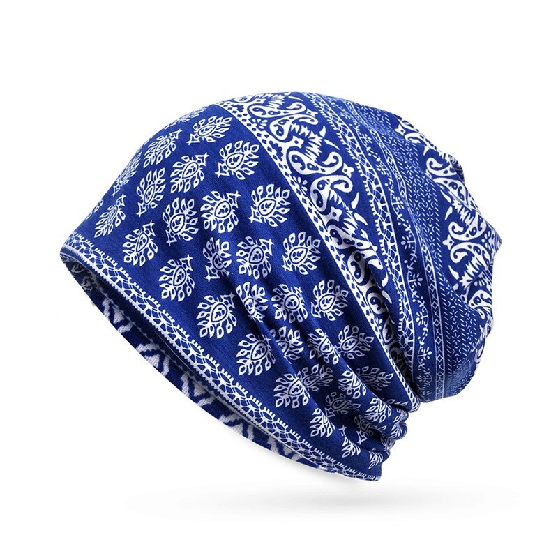 Winter Beanies Cap Scarf Printed Travel Headwear Sunshade Breathable Elastic Cotton Hat Neck Warmer: 3