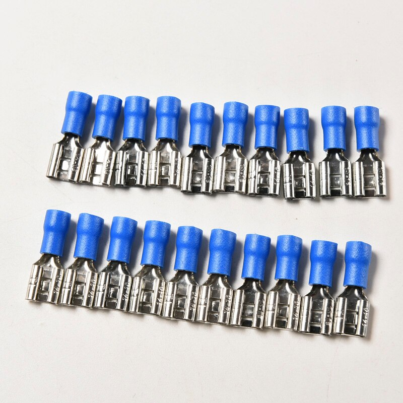 Blue 14-16AWG Insulated Spade Crimp Wire Cable Connector Terminal Female Kit Electrical Crimp Terminal 20PCS