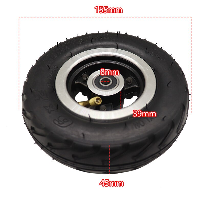 Electric Scooter 6 Inch Wheel 6x2 With Air tyre/Solid Tire Metal Hub 608 /628 Bearings 8/10mm Axle Hole Trolley Cart: Brown