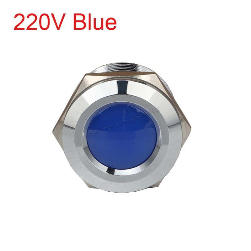 25mm Metal Indicator light LED Signal Lamp Car Boat Pilot Panel Signal Light 6V 12V 24V 220V 110V IP65 Waterproof Warning light: 220v Blue