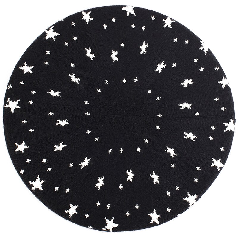 Vrouwen Liefde Pentagram Afdrukken Effen Kleur Baret Vrouwelijke Bonnet Caps Mode Lente Herfst Matched Warm Walking Hoed: Five-pointed star