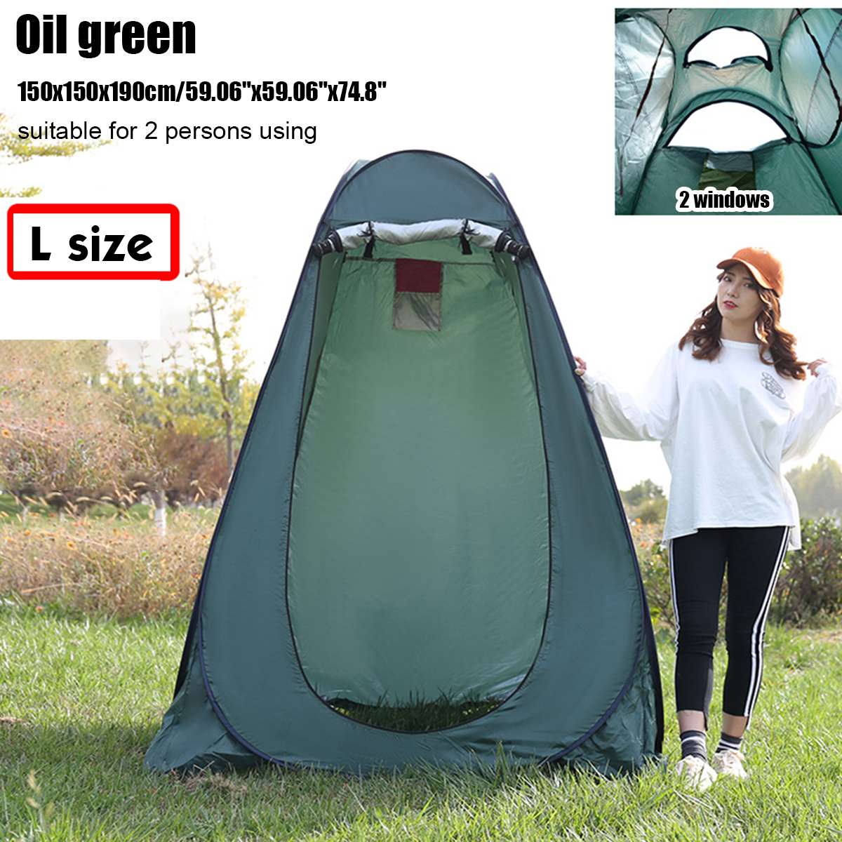 190Cm Draagbare Privacy Douche Toilet Camping Camouflage Functie Outdoor Picknick Shift Baden Dressing Tent Fotografie Tenten: tandem green