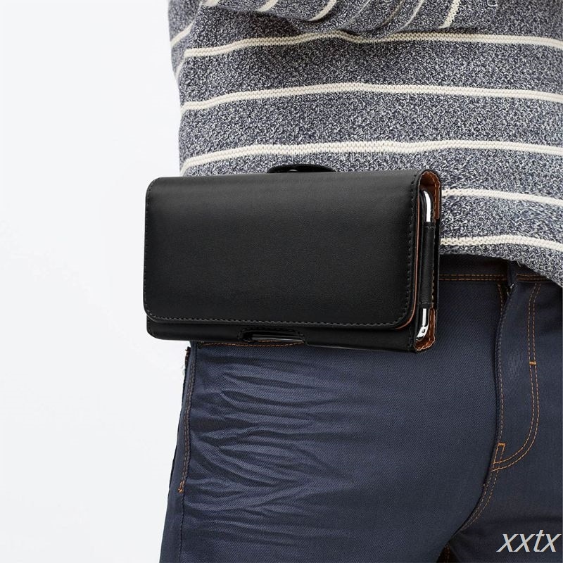 18.5X10.5X2.5Cm Pu Lederen Horizontale Taille Riem Clip Pouch Telefoon Tas Holster Beschermhoes Op Voor mannen