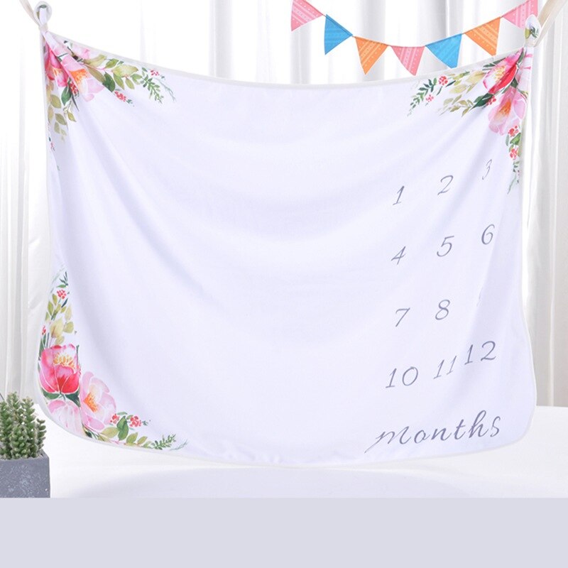 Kocyk dziecięcy noworodka przewijać wózek pościel zawinąć zdjęcie tło miesięczny wzrost cyfry w stylu kreskówki fotografia rekwizyty