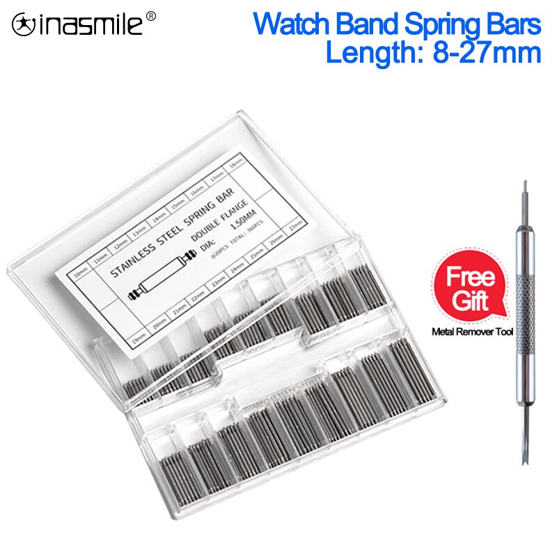 Uitstekende 8Mm-27Mm Rvs Spring Pins Watch Band Spring Bars Strap Reparatie Tools Armband Link Pin horlogeband Accessoires
