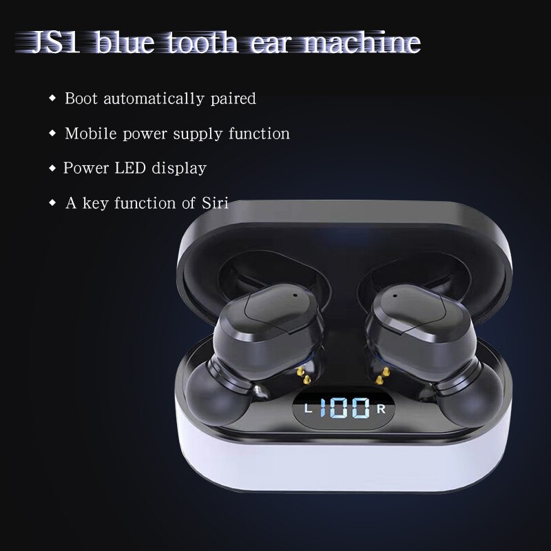 JS1 Bluetooth 5.0 Draadloze Koptelefoon LED Power Digtal Display Stereo Automatische Pairing Sport Waterdichte Headset Met Lading Doos