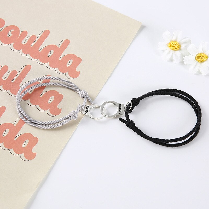 Pulsera de pareja astronauta pequeña banda de Goma para enviar novia novio imán piedra brazalete con cascabel nudo de la cuerda de la joyería: 8