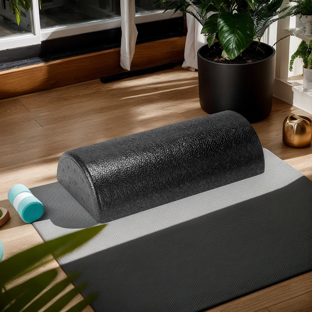 Halvrund yogarulle massagerulle med høj densitet yogasøjle 30cm rygstrækkere multifunktion til balancetræning