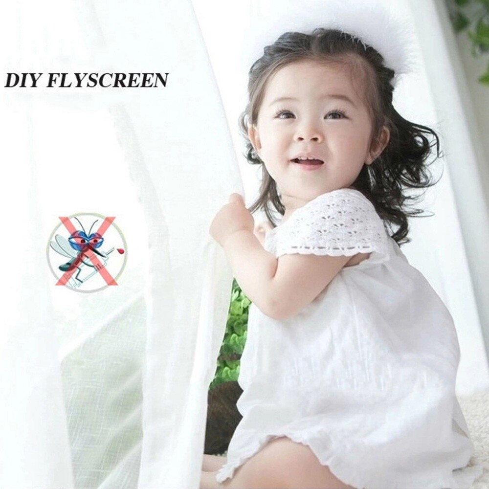 Indoor Insect Fly Mosquito Net Screen Curtain Mesh Bug Mosquito Netting Door Window Mosquito Screen Self-adhesive Protect White