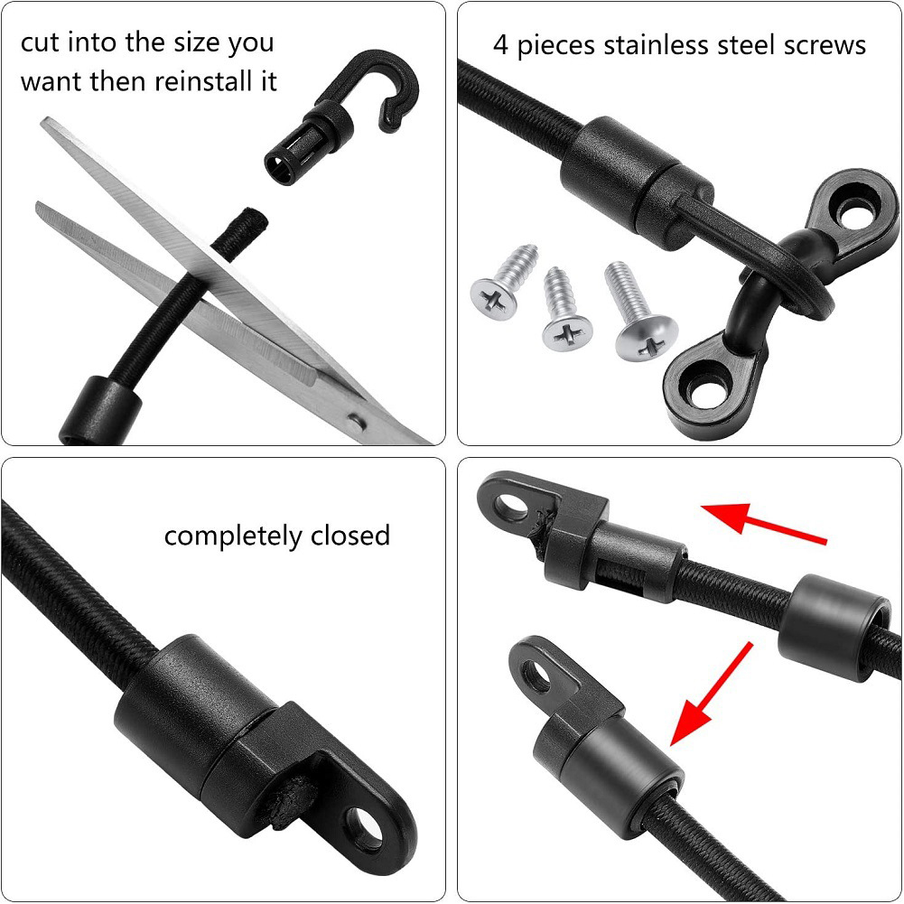 Flexible 18 Inch Fishing Rod Tie Down Straps for Secure Use on For Boat Deck or For Kayak Full Installation Kit