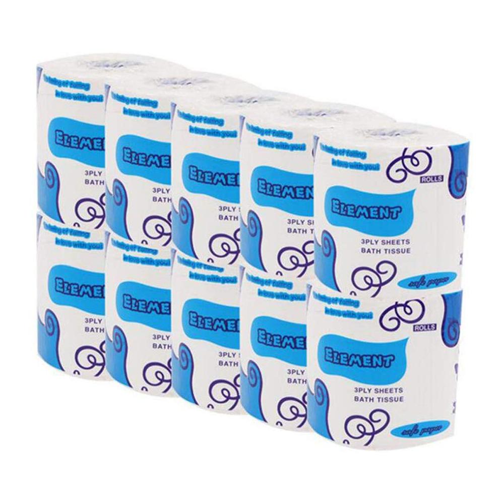 10Rolls/Pack Toilet Paper 3 Layers Roll Paper Bathroom Toilet Tissue Kitchen Cleaning Paper Wood Pulp Paper Individual Package: 10 Roll