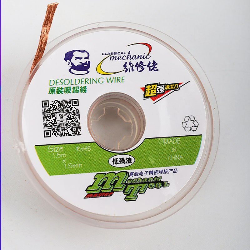Mecánico 1,5/2,0/2,5/3,0/3,5mm succión estaño desoldador mecha alambre trenzado para PCB estaño herramienta de soldadura.