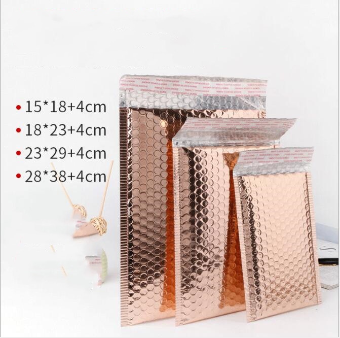 50pcs Rose Gold Poly Bubble Mailer Envelopes Aluminum Foil Padded Envelopes Self Seal Bubble Mailer Bags