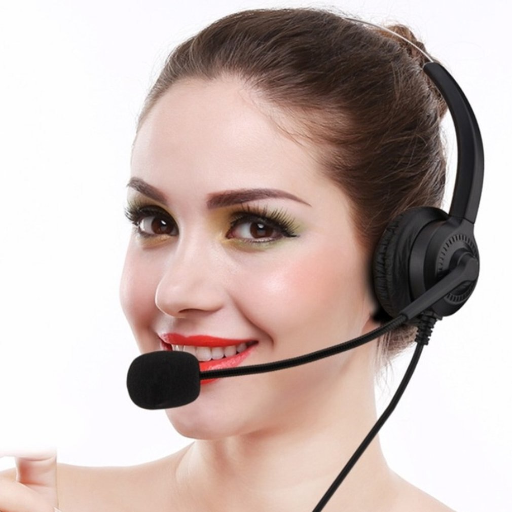 Call center headset med mikrofon 3.5mm stik telefon stemme interphone hovedtelefon til computer pc spil volumen kontrol
