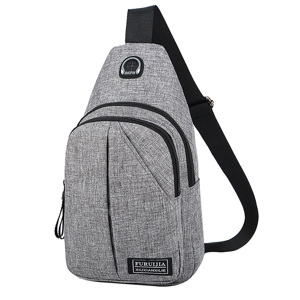 Menn oxford stoff brystveske vill liten veske multifunksjonslommer skulder crossbody bag bolsas #25: Grå