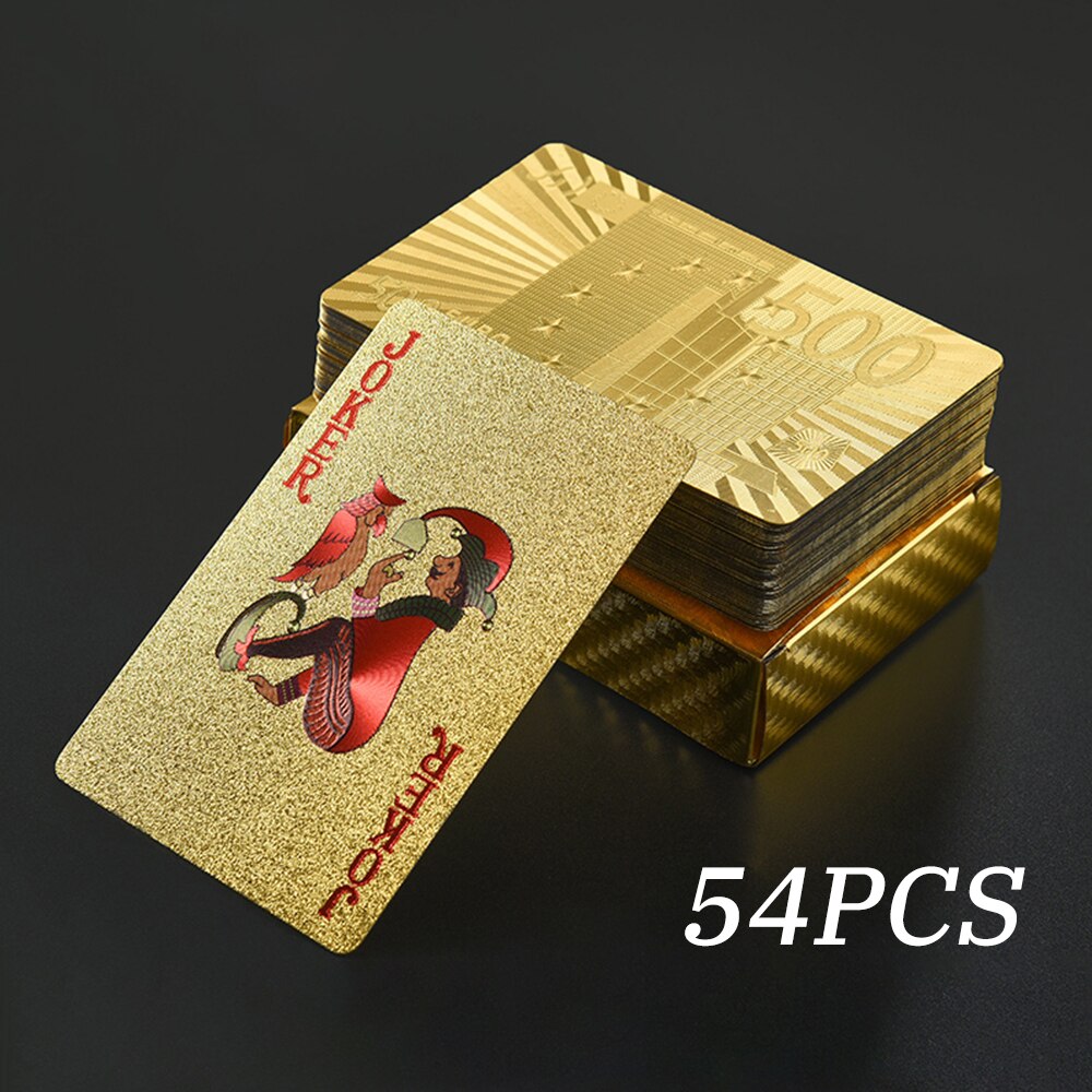 Luxe 24K Gold Speelkaarten Poker Game Dek Goudfolie Poker Set Plastic Magic Kaarten Waterdichte Kaarten Magie: Default Title