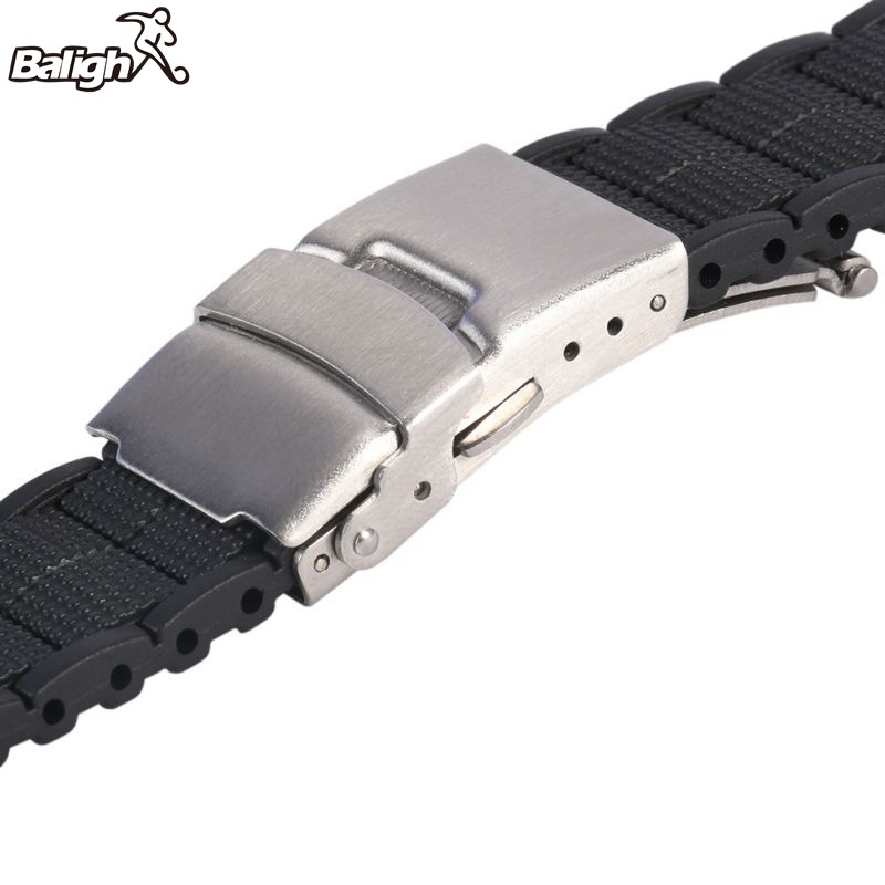 /est / 20 22 MM Black Silicone Rubber Waterproof Men& Women Watch Strap Band Deployment Buckle Watch Band