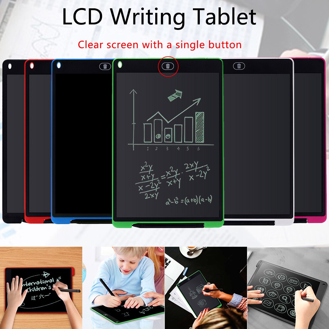 12-inch LCD Drawing Tablet - Digital Handwriting Pad for Kids & Home - USB Graphics Tablet