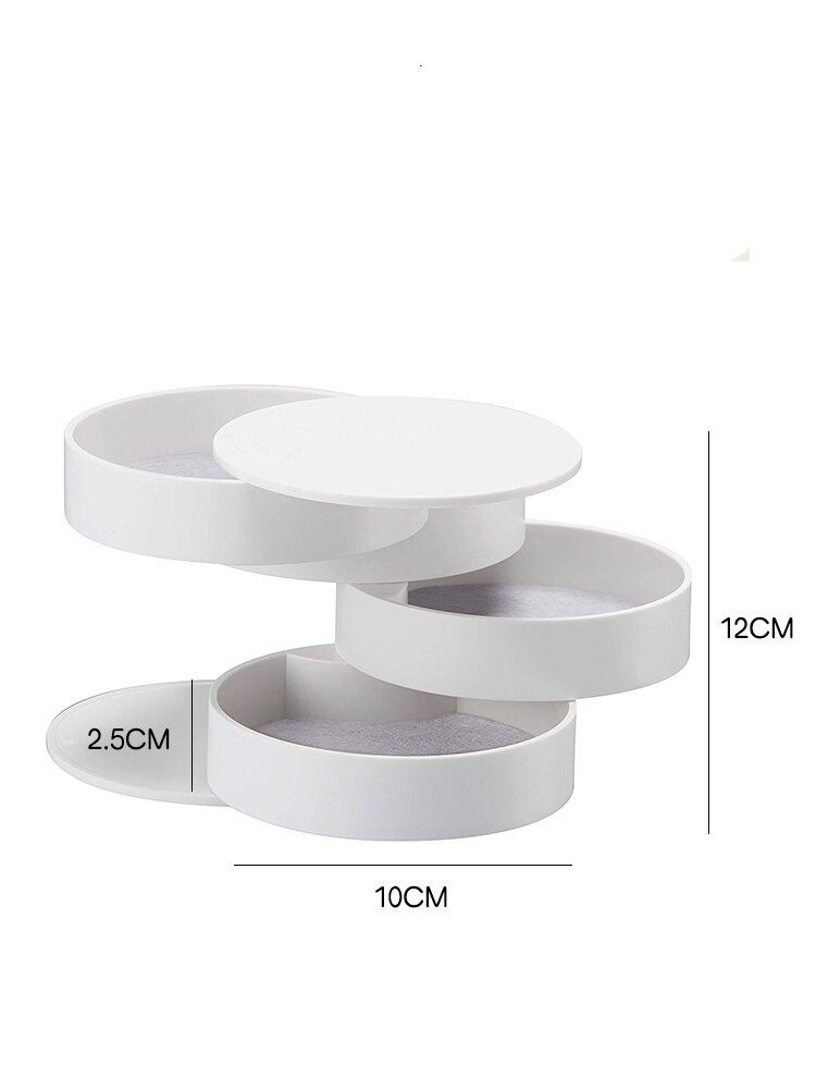 4 lag 360 graders roterende smykkeskrin i træ smykker reb tilbehør organisator halskæder armbånd ringe øreringe holder