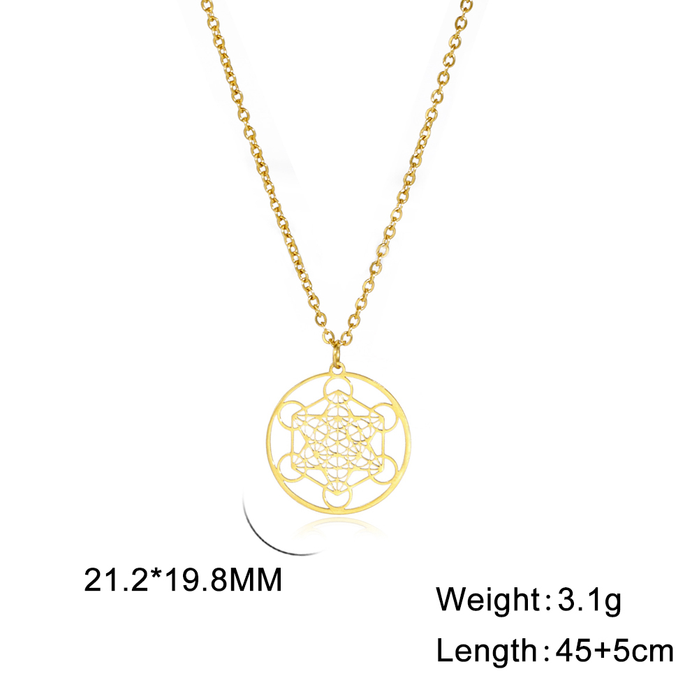 Skyrim Stainless Steel Angel Seal Archangel Metatron Cube Necklace Women Men Sacred Geometry Amulet Religious Spiritual Jewelry: MULTI