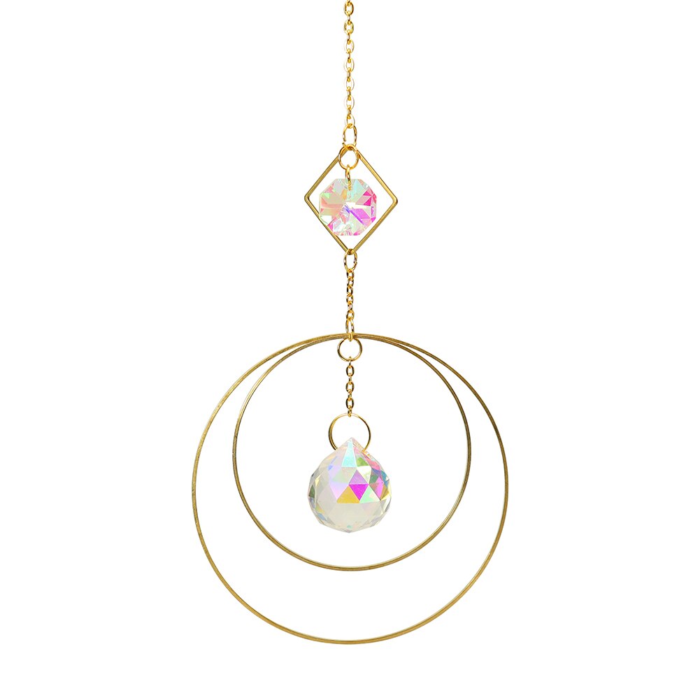 Kryształowa kula żelazny pierścień pryzmaty robić zawieszenia tęcza pościgowy oświetlenie łapacz wiatr dzwonki robić zasłna okiennych wystrój ogrodu w domu