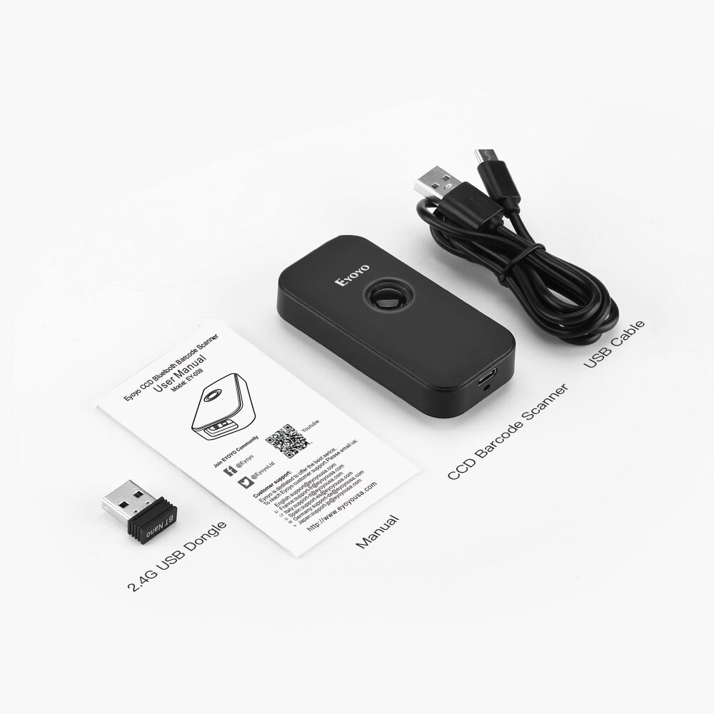 Eyoyo Mini Ccd Bluetooth Barcode Scanner, bluetooth &amp; Usb Wired &amp; Wireless 2.4 1D Bar Code Reader Draagbare Beeld Scherm Scanner