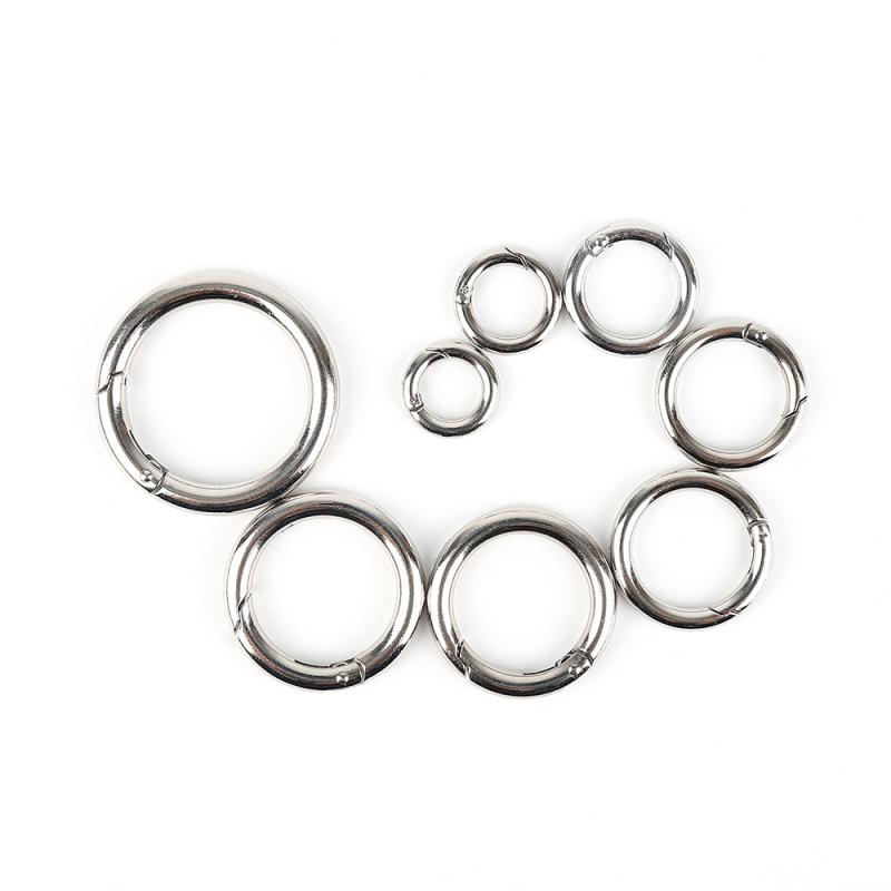 Ronde Push Gate Snap Open Haken Lente Ring Sleutel Karabijnhaak Camping Portemonnees Handtassen Push Trigger Snap Haken Plated Zinklegering